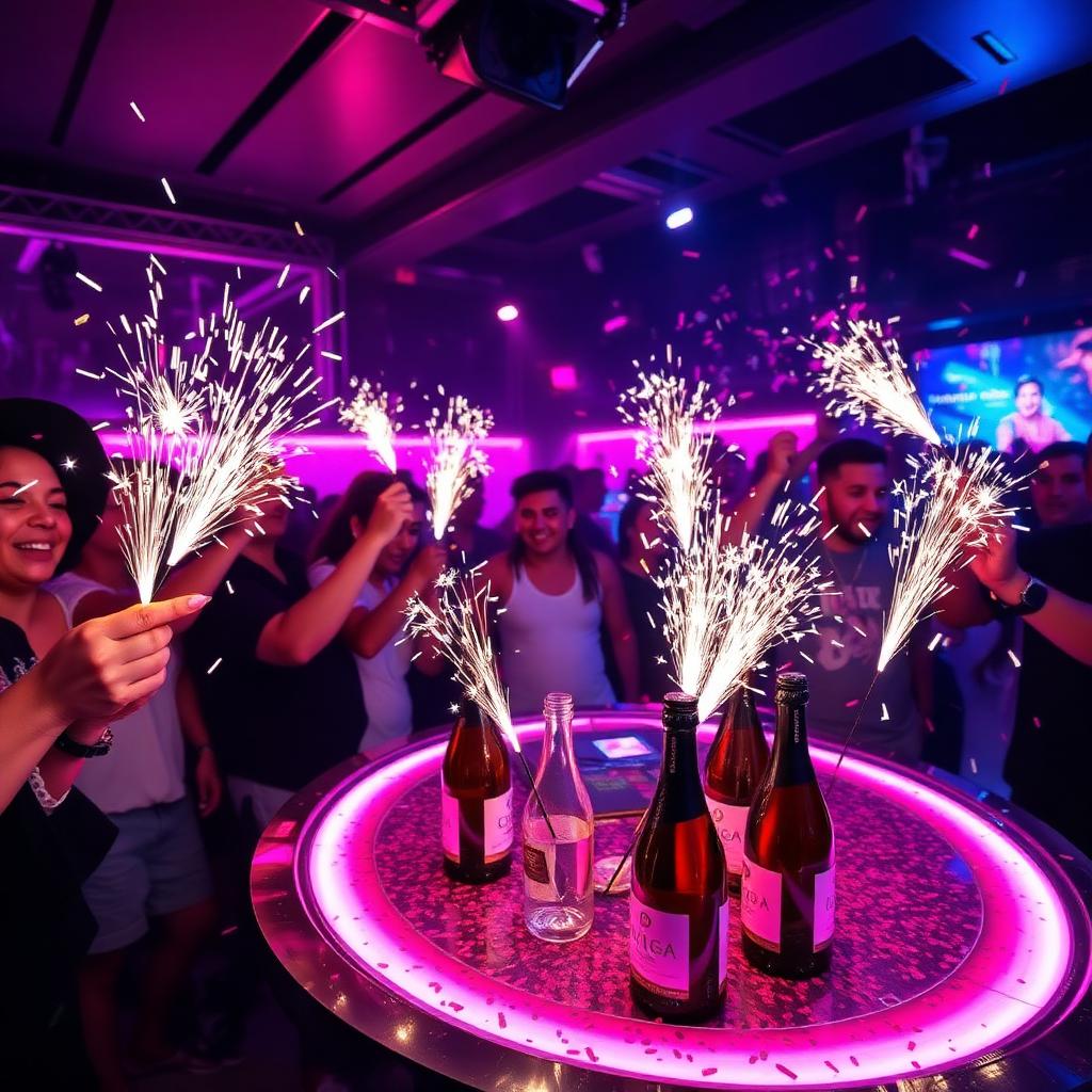 Birthday VIP table with sparklers