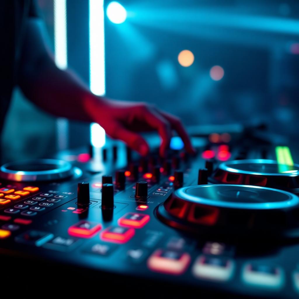 Professional DJ mixer close-up